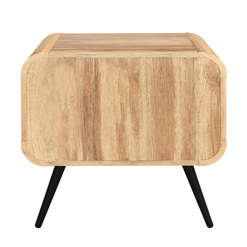 New Classic Furniture Rowan Wood 1-Drawer End Table in Natural/Beige (Set of 2)