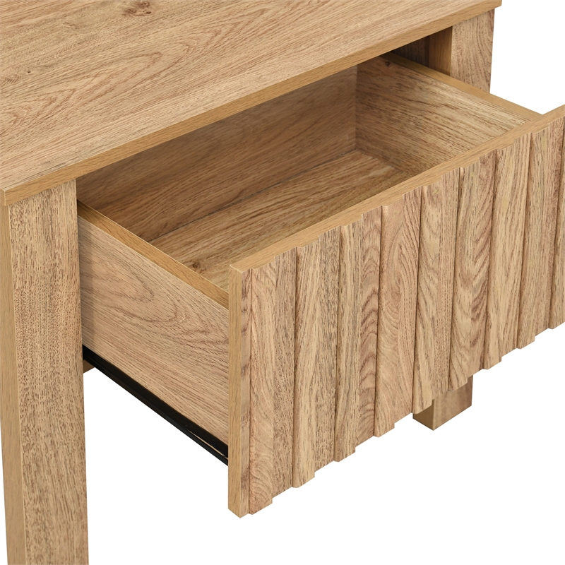 New Classic Furniture Thayer Wood 1-Drawer End Table in Natural/Beige (Set of 2)