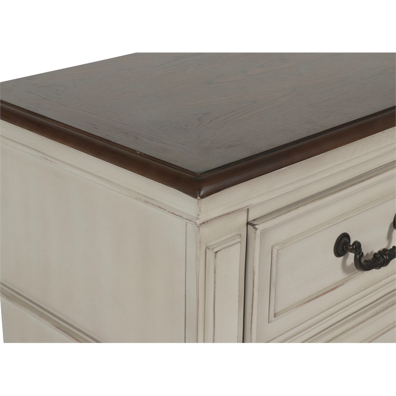 New Classic Furniture Anastasia Wood Nightstand in Ant. White (Set of 2)