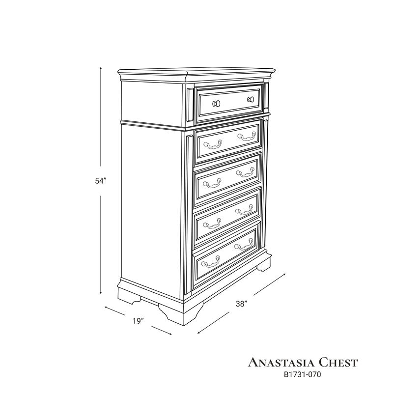 New Classic Furniture Anastasia 3-Pc Wood Bedroom Set with Chest in Ant. White