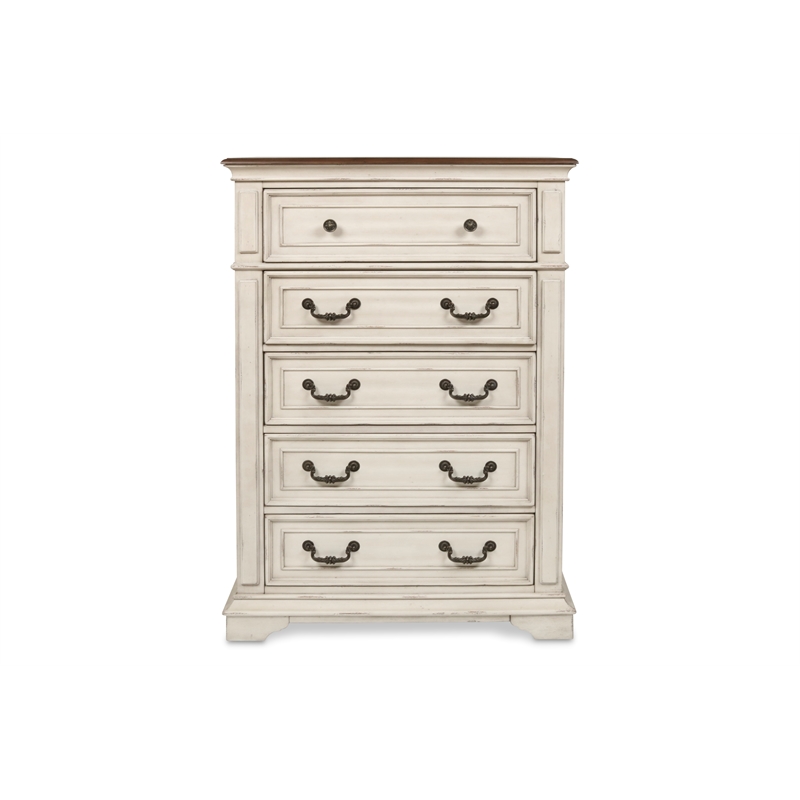 New Classic Furniture Anastasia 3-Pc Wood Bedroom Set with Chest in Ant. White