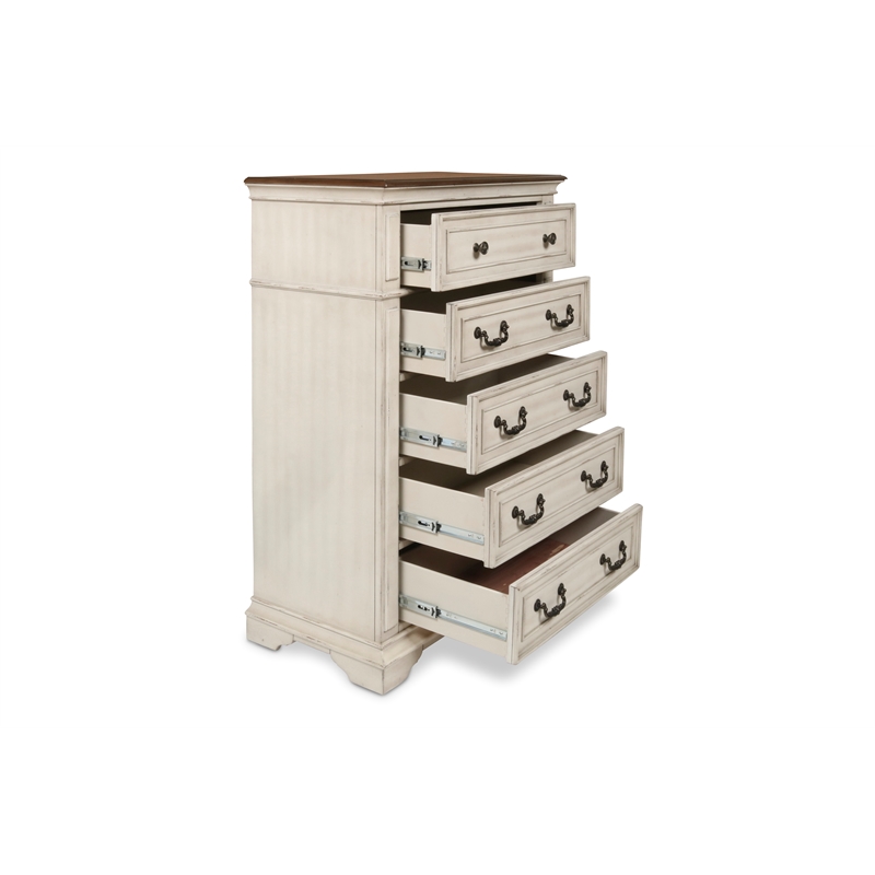 New Classic Furniture Anastasia 3-Pc Wood Bedroom Set with Chest in Ant. White