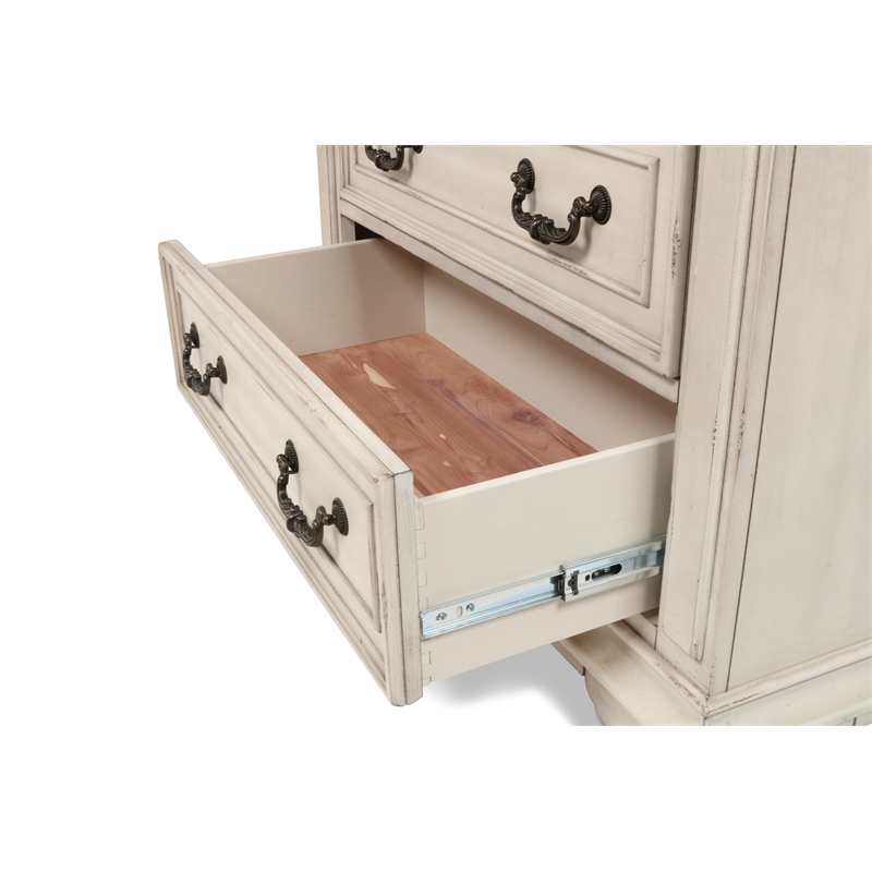 New Classic Furniture Anastasia 3-Pc Wood Bedroom Set with Chest in Ant. White