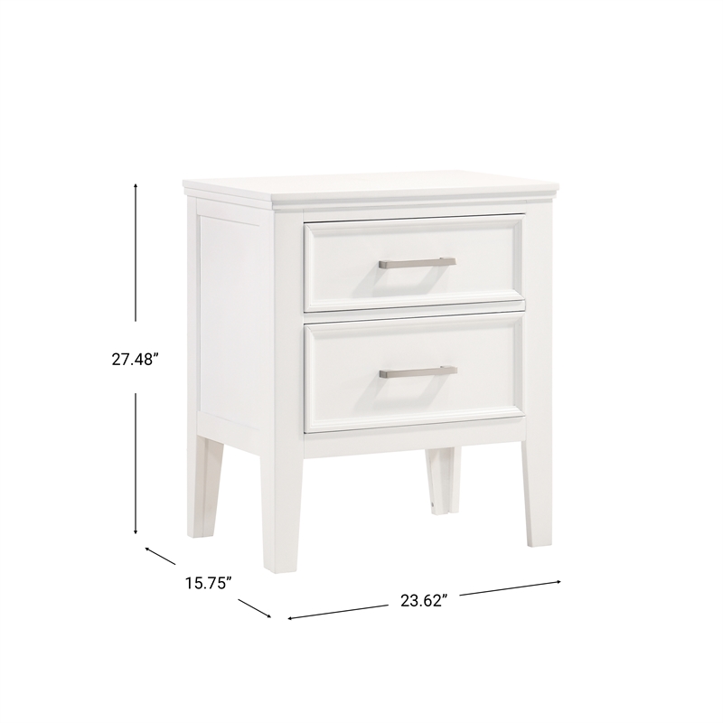 New Classic Furniture Andover Wood Nightstand in White (Set of 2)