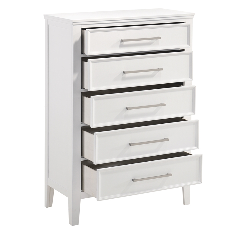 New Classic Furniture Andover 3-Pc Wood Bedroom Set with Chest in White