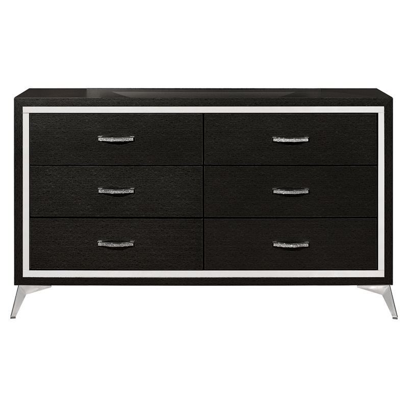 New Classic Furniture Huxley 3-Pc Wood Bedroom Set with Dresser in Black