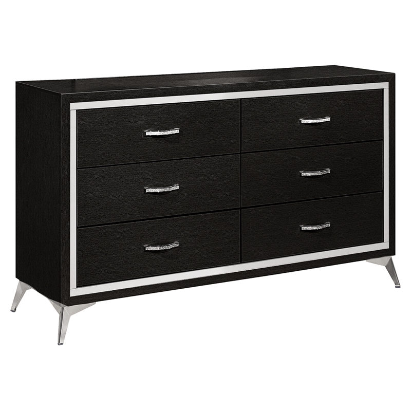 New Classic Furniture Huxley 3-Pc Wood Bedroom Set with Dresser in Black