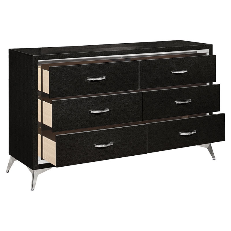 New Classic Furniture Huxley 3-Pc Wood Bedroom Set with Dresser in Black