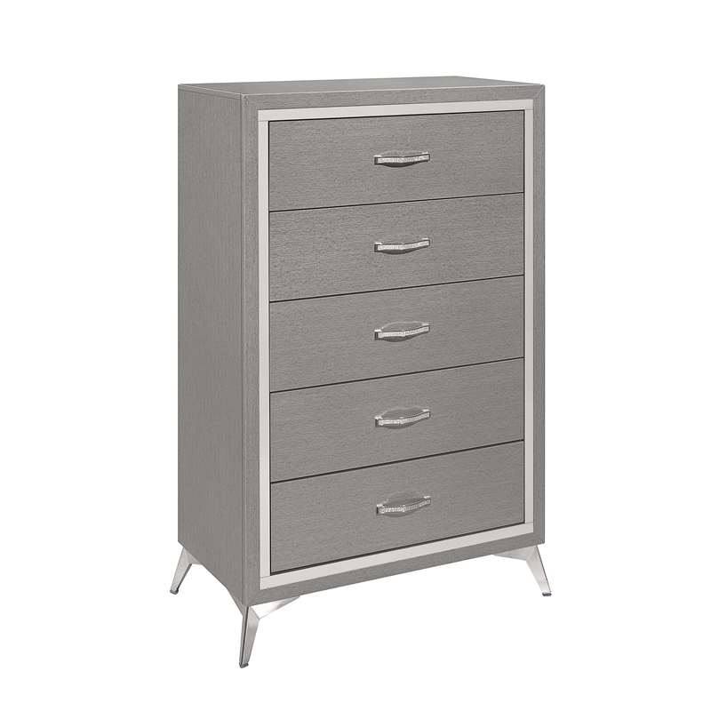 New Classic Furniture Huxley 3-Pc Wood Bedroom Set with Chest in Gray