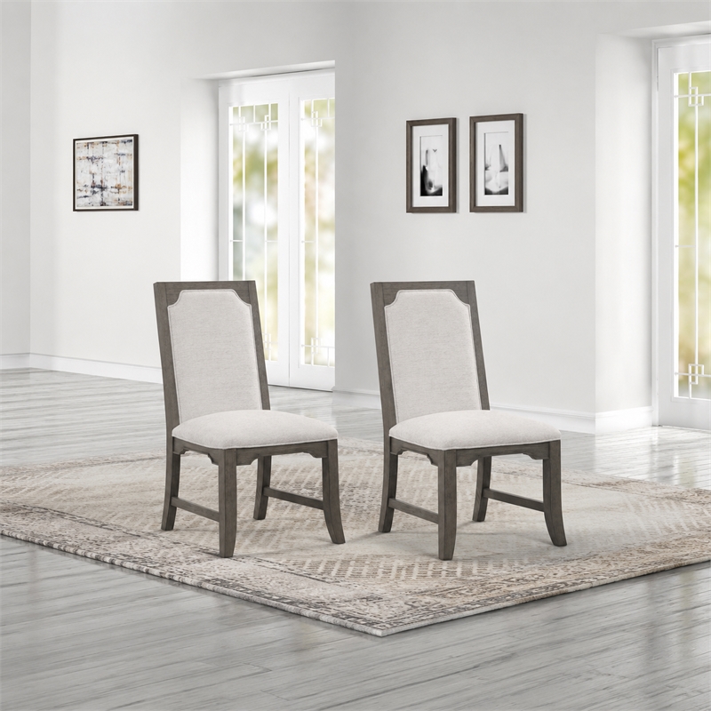 New Classic Furniture Lisbon Wood Dining Side Chair in Gray (Set of 2)