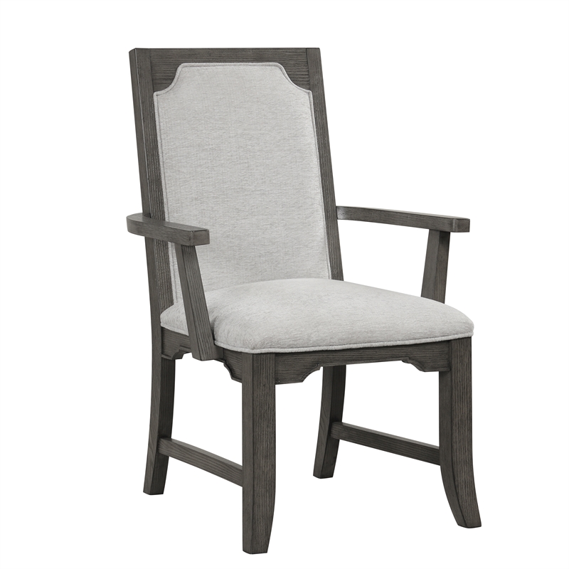 New Classic Furniture Lisbon Wood Dining Arm Chair in Gray (Set of 2)