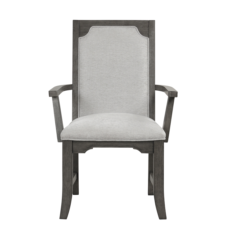 New Classic Furniture Lisbon Wood Dining Arm Chair in Gray (Set of 2)