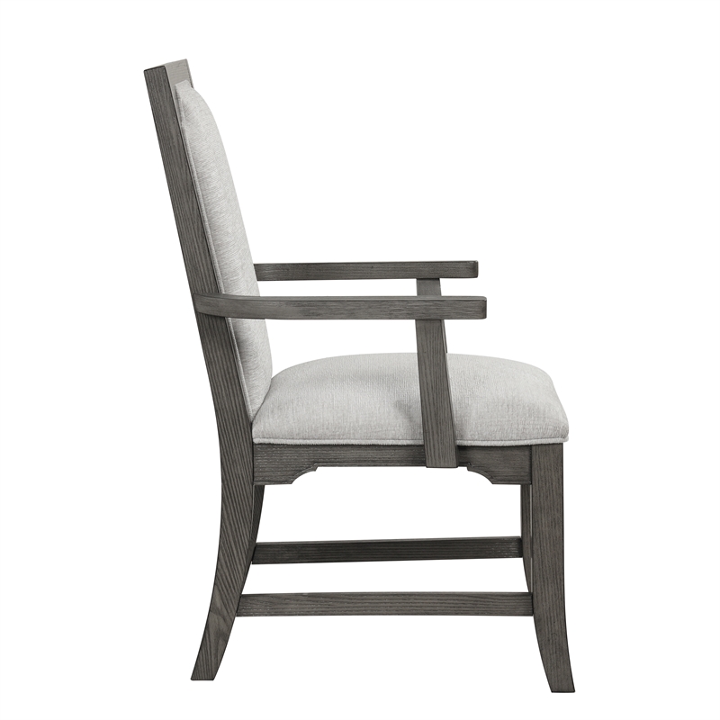 New Classic Furniture Lisbon Wood Dining Arm Chair in Gray (Set of 2)