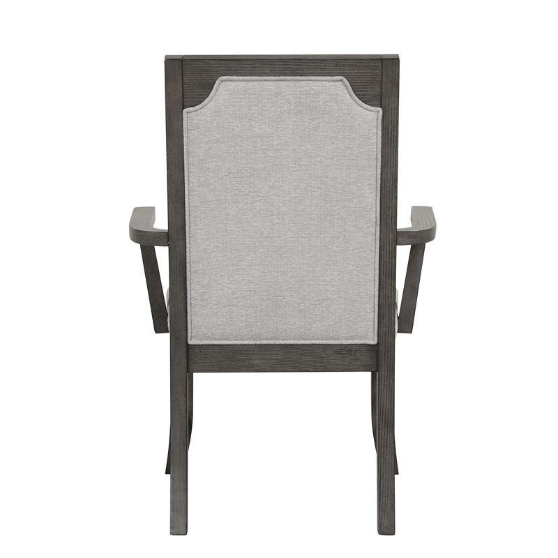 New Classic Furniture Lisbon Wood Dining Arm Chair in Gray (Set of 2)