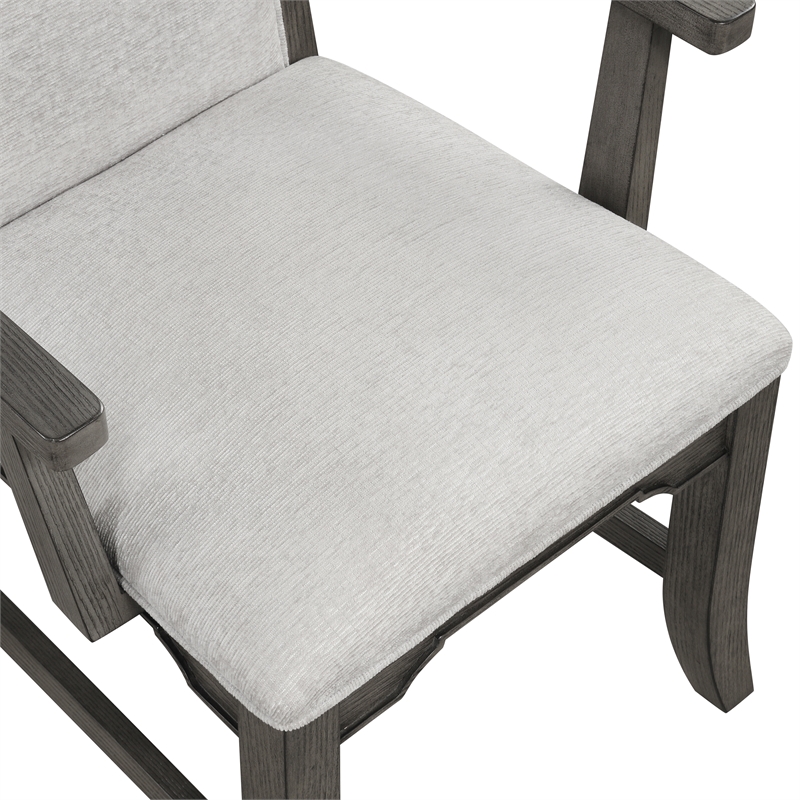 New Classic Furniture Lisbon Wood Dining Arm Chair in Gray (Set of 2)