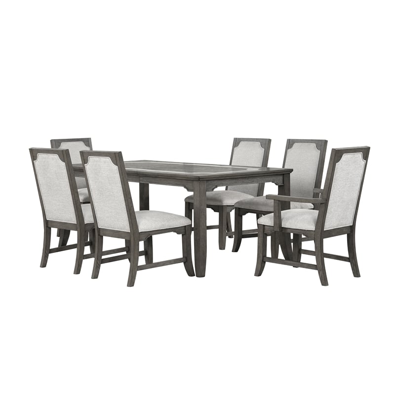 New Classic Furniture Lisbon 7-Piece Wood Rectangle Dining Set in Gray