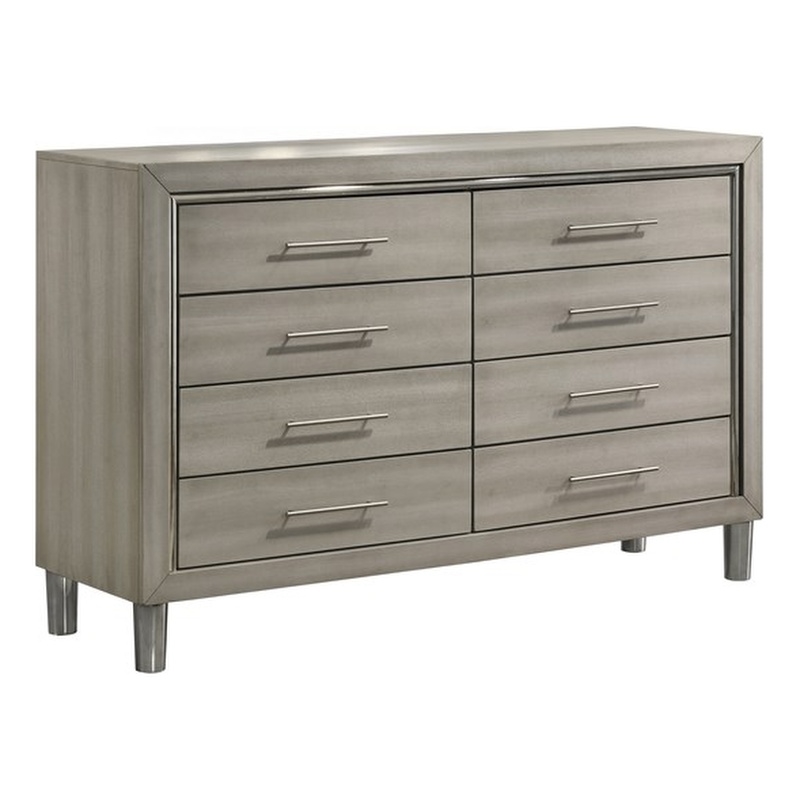 New Classic Furniture Lennox Wood Modern 8-Drawer Dresser in Gray