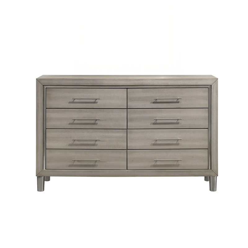 New Classic Furniture Lennox Wood Modern 8-Drawer Dresser in Gray