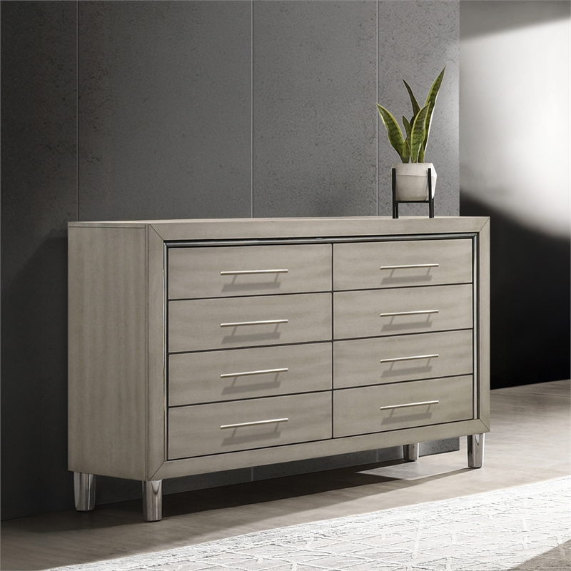 New Classic Furniture Lennox Wood Modern 8-Drawer Dresser in Gray