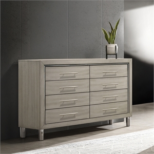 New Classic Furniture Lennox Wood Modern 8-Drawer Dresser in Gray