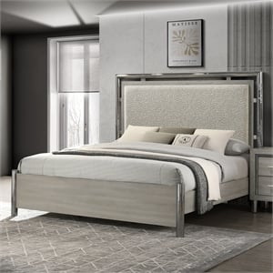 New Classic Furniture Lennox Wood King Size Panel Bed in Gray