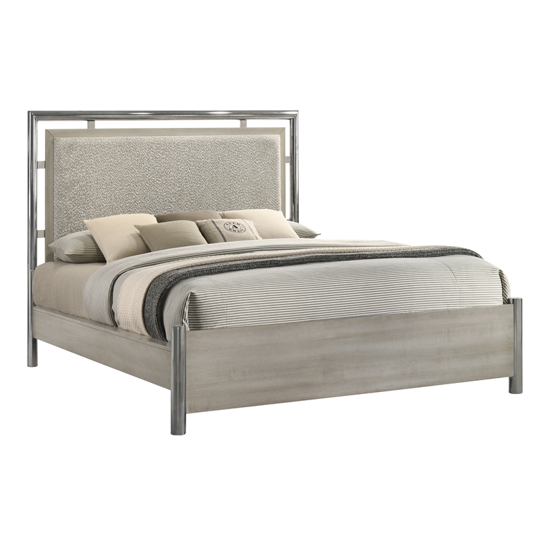 New Classic Furniture Lennox Wood Queen Size Panel Bed in Gray