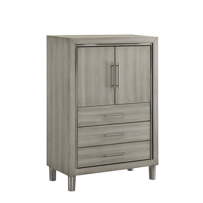 New Classic Furniture Lennox 4Pc Wood King Bedroom Set w Chest in Gray