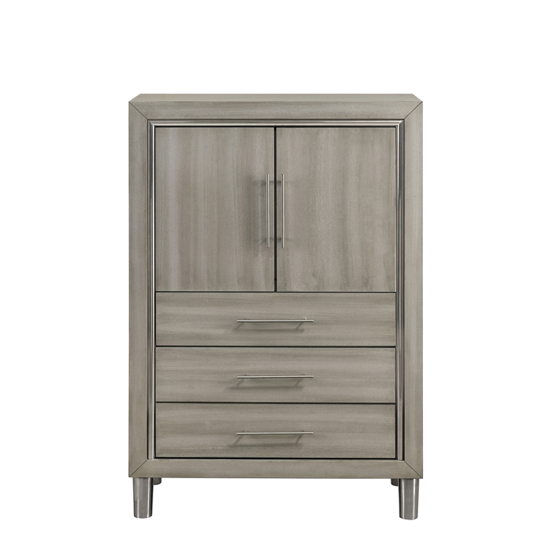 New Classic Furniture Lennox 5Pc Wood Queen Bedroom Set w Chest in Gray