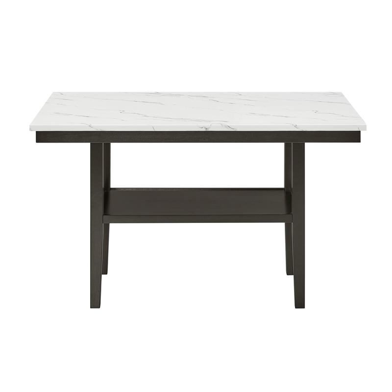 New Classic Furniture Carissa Wood Rect Counter Table w Storage Shelf in White