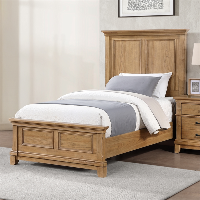New Classic Furniture Sunstone Wood Twin Size Panel Bed in Brown Natural