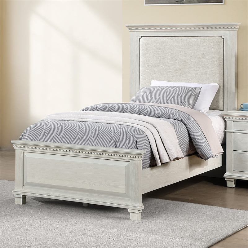 New Classic Furniture Silver Sands Wood Twin Size Panel Bed in Misty Gray