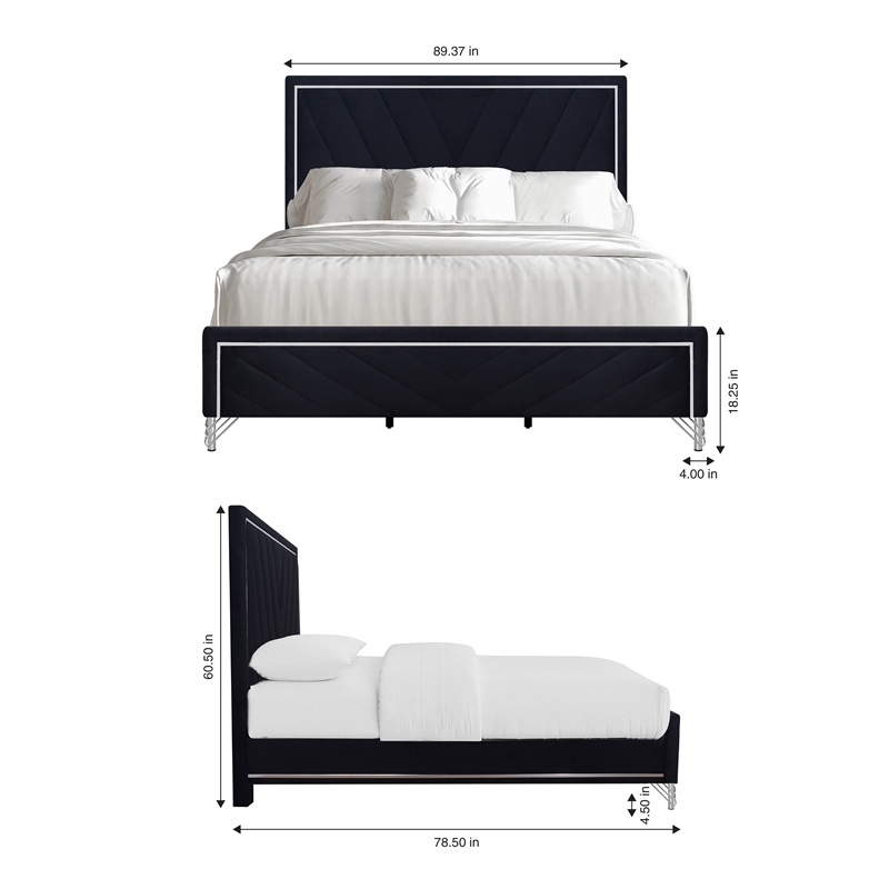 New Classic Furniture Ava 4-Pc Wood King Bedroom Set with Ns in Ebony Black