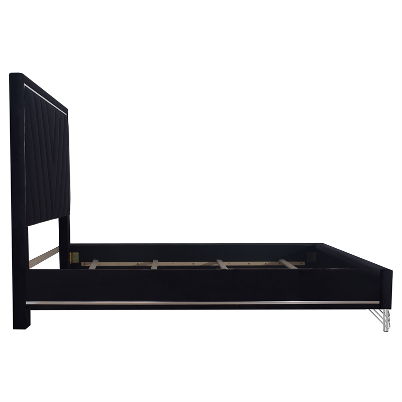 New Classic Furniture Ava 4-Pc Wood King Bedroom Set with Ns in Ebony Black