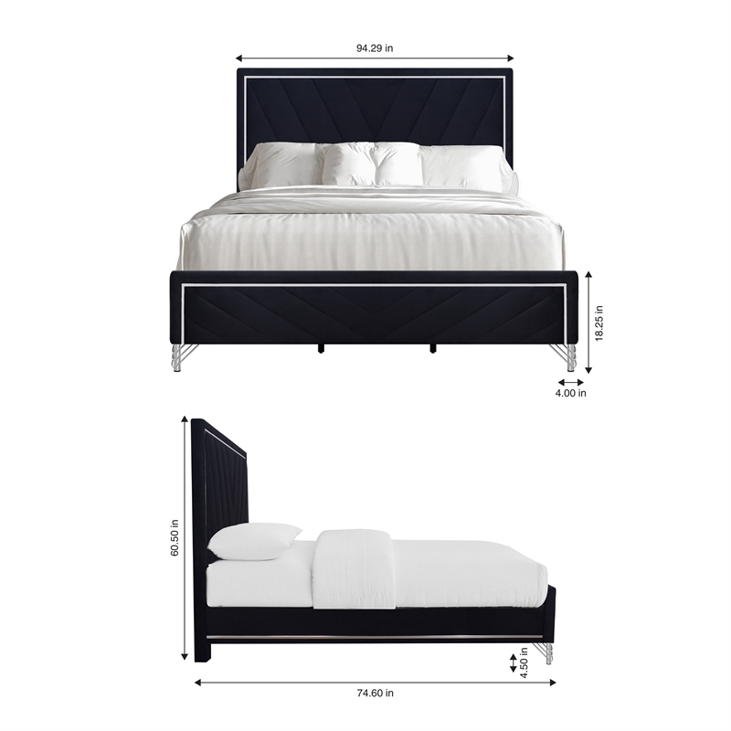 New Classic Furniture Ava 4-Pc Wood Cal King Bedroom Set with Ns in Ebony Black