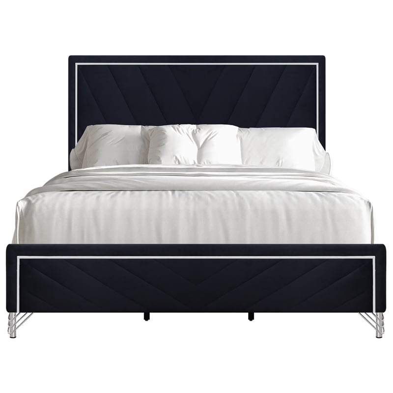 New Classic Furniture Ava 4-Pc Wood Cal King Bedroom Set with Ns in Ebony Black