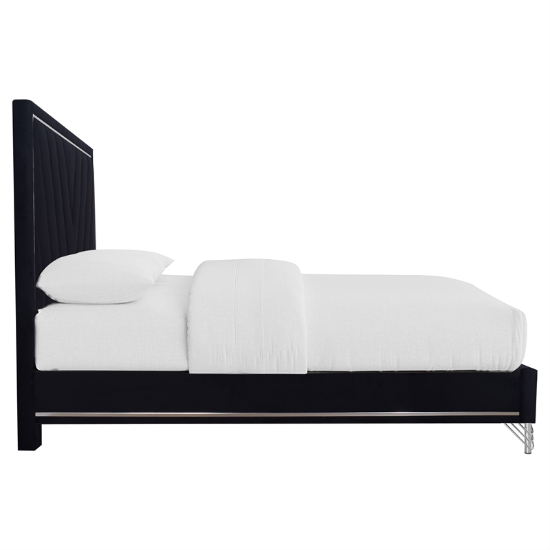 New Classic Furniture Ava 4-Pc Wood Cal King Bedroom Set with Ns in Ebony Black