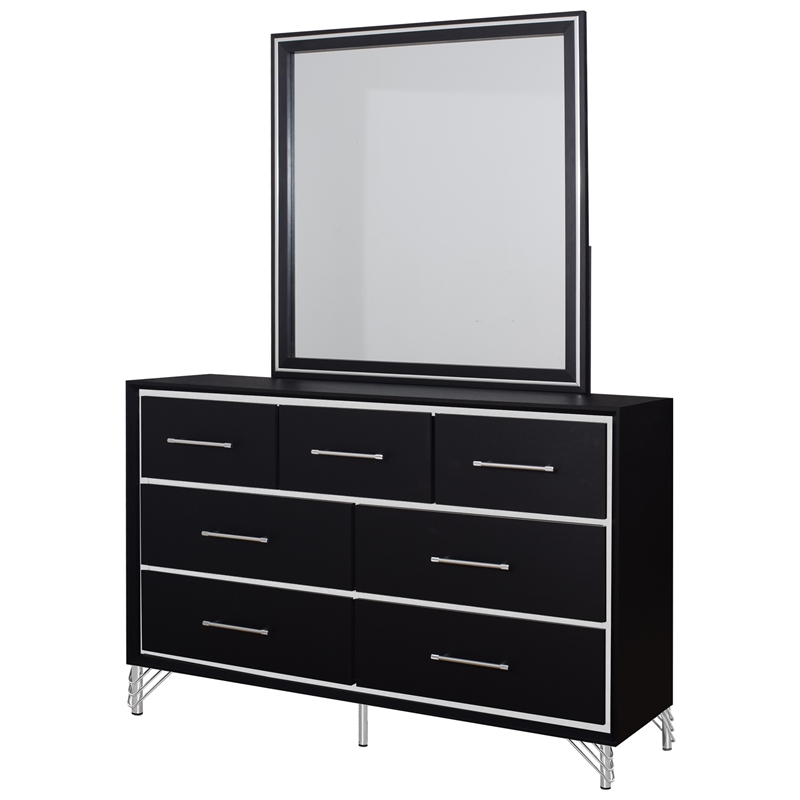 New Classic Furniture Ava 5-Pc Wood Cal King Bedroom Set w Chest in Ebony Black