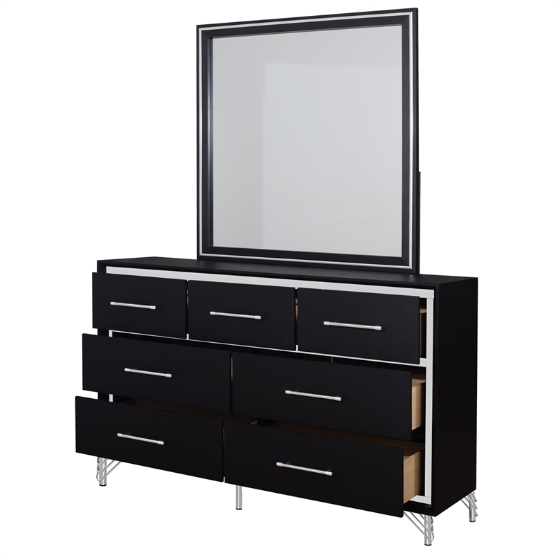 New Classic Furniture Ava 5-Pc Wood Cal King Bedroom Set w Chest in Ebony Black