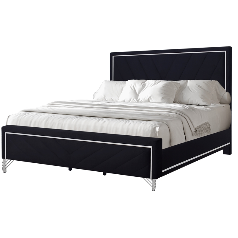 New Classic Furniture Ava 5-Pc Wood Cal King Bedroom Set with Ns in Ebony Black