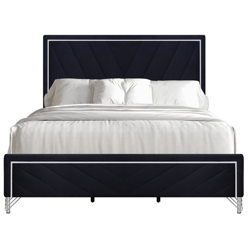 New Classic Furniture Ava 5-Pc Wood Cal King Bedroom Set with Ns in Ebony Black