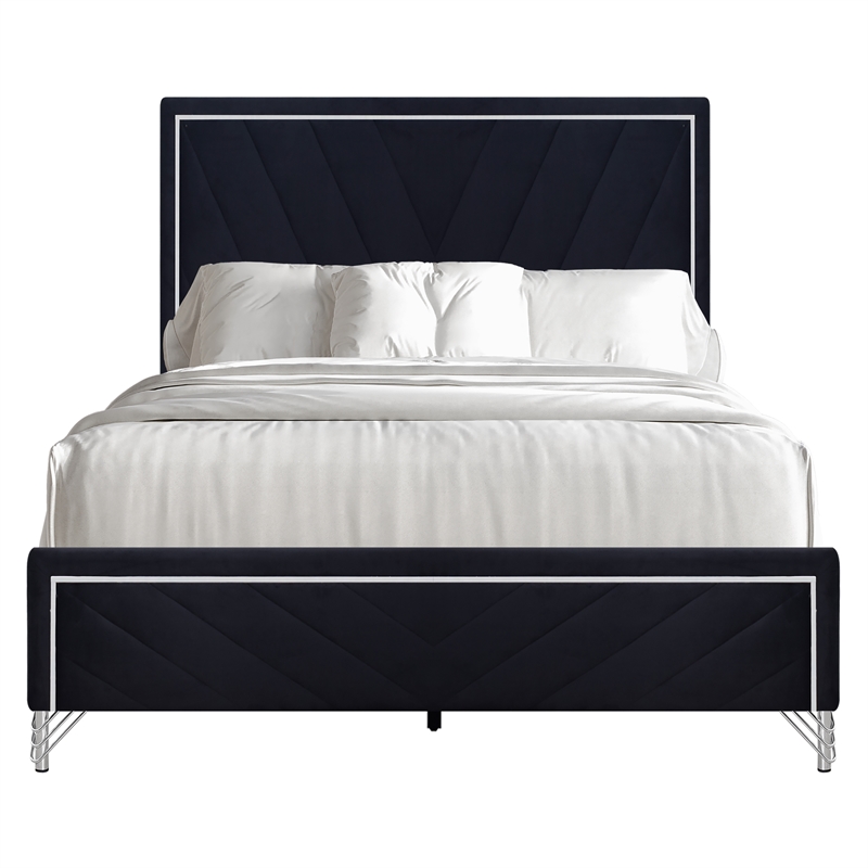 New Classic Furniture Ava 4-Pc Wood Queen Bedroom Set with Ns in Ebony Black