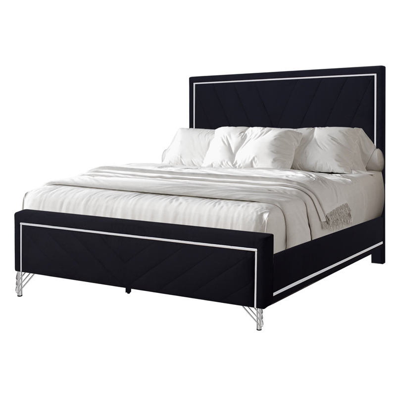 New Classic Furniture Ava 5-Pc Wood Queen Bedroom Set with Ns in Ebony Black
