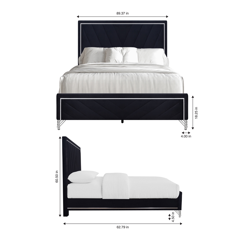 New Classic Furniture Ava 5-Pc Wood Queen Bedroom Set with Ns in Ebony Black