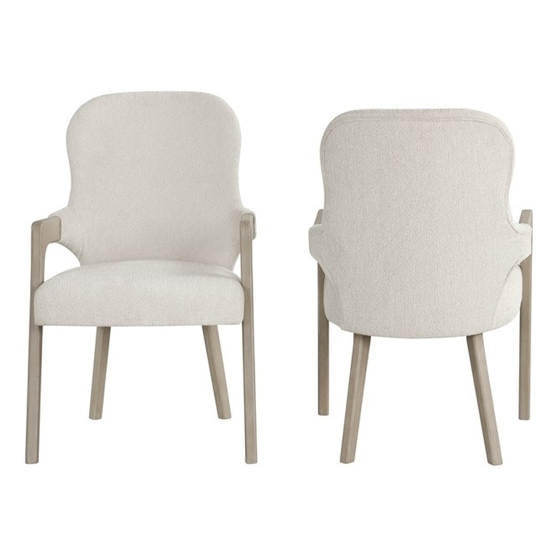 New Classic Furniture Gwendolyn Wood Dining Arm Chair in Beige (Set of 2)