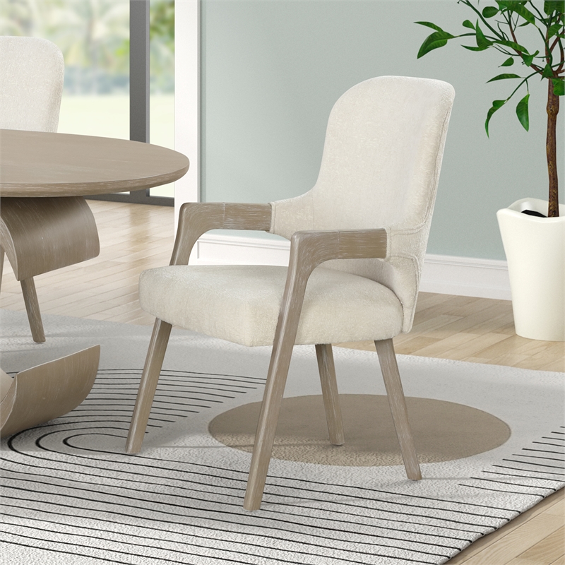 New Classic Furniture Gwendolyn Wood Dining Arm Chair in Beige (Set of 2)