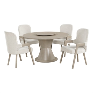 New Classic Furniture Gwendolyn 5-Pc Wood Round Dining Set w Arm Chairs in Beige