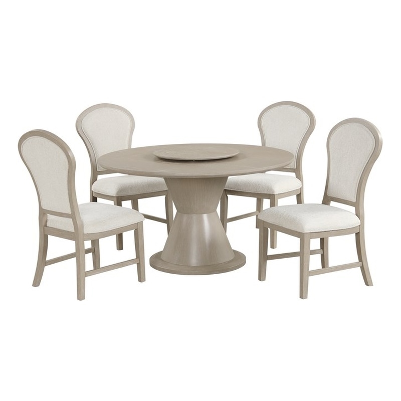 New Classic Furniture Gwendolyn 5-Pc Wood Round Dining Set w Chairs in Beige