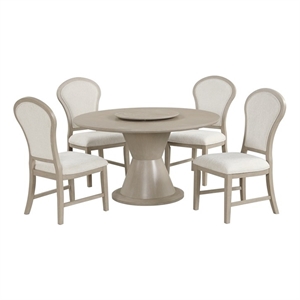 New Classic Furniture Gwendolyn 5-Pc Wood Round Dining Set w Chairs in Beige