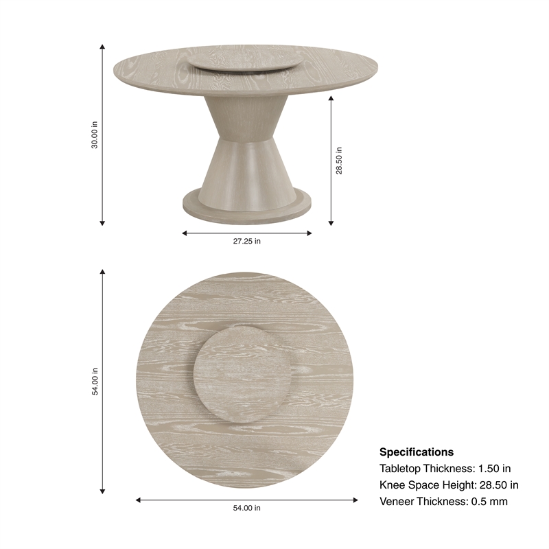 New Classic Furniture Gwendolyn Wood Round Dining Table in Beige