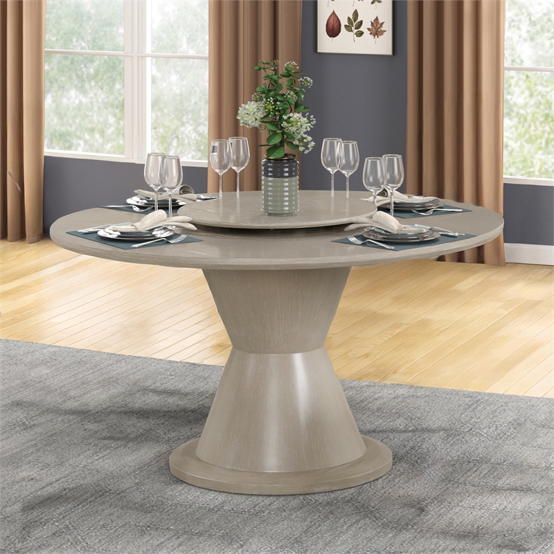 New Classic Furniture Gwendolyn Wood Round Dining Table in Beige